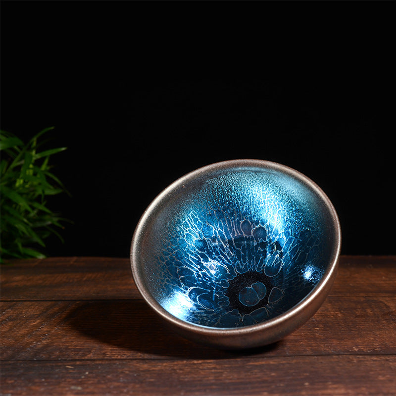 Glaze Blue Lotus Drawstring Zen Tea Cup