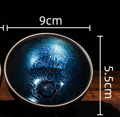 Glaze Blue Lotus Drawstring Zen Tea Cup