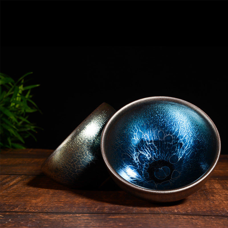 Glaze Blue Lotus Drawstring Zen Tea Cup