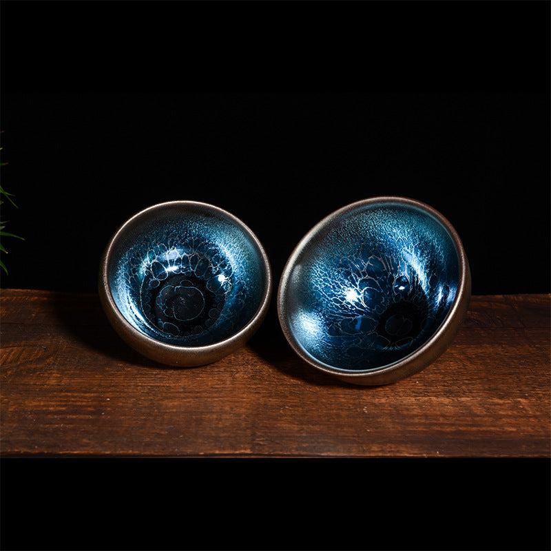 Glaze Blue Lotus Drawstring Zen Tea Cup