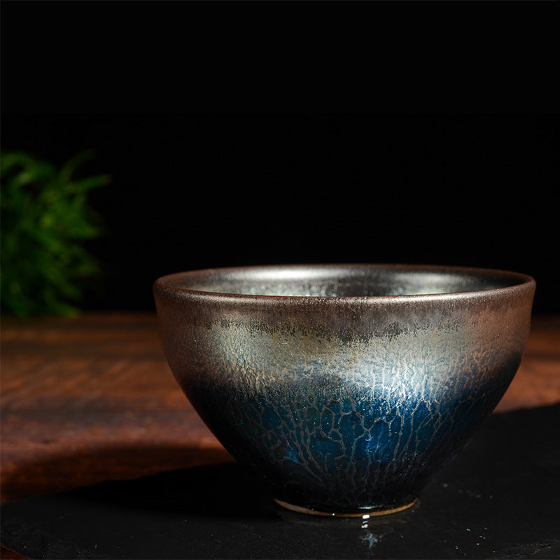 Glaze Blue Lotus Drawstring Zen Tea Cup
